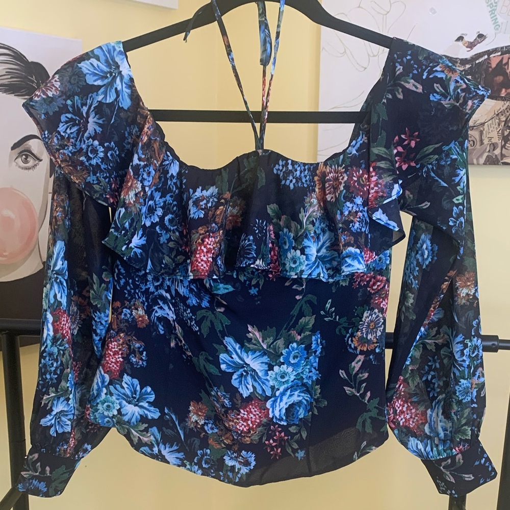 💫HP‼️💫 NWOT LPA (Revolve) Whimsical Off-Shoulder Blouse in Antique Floral, Small - Picture 6 of 7